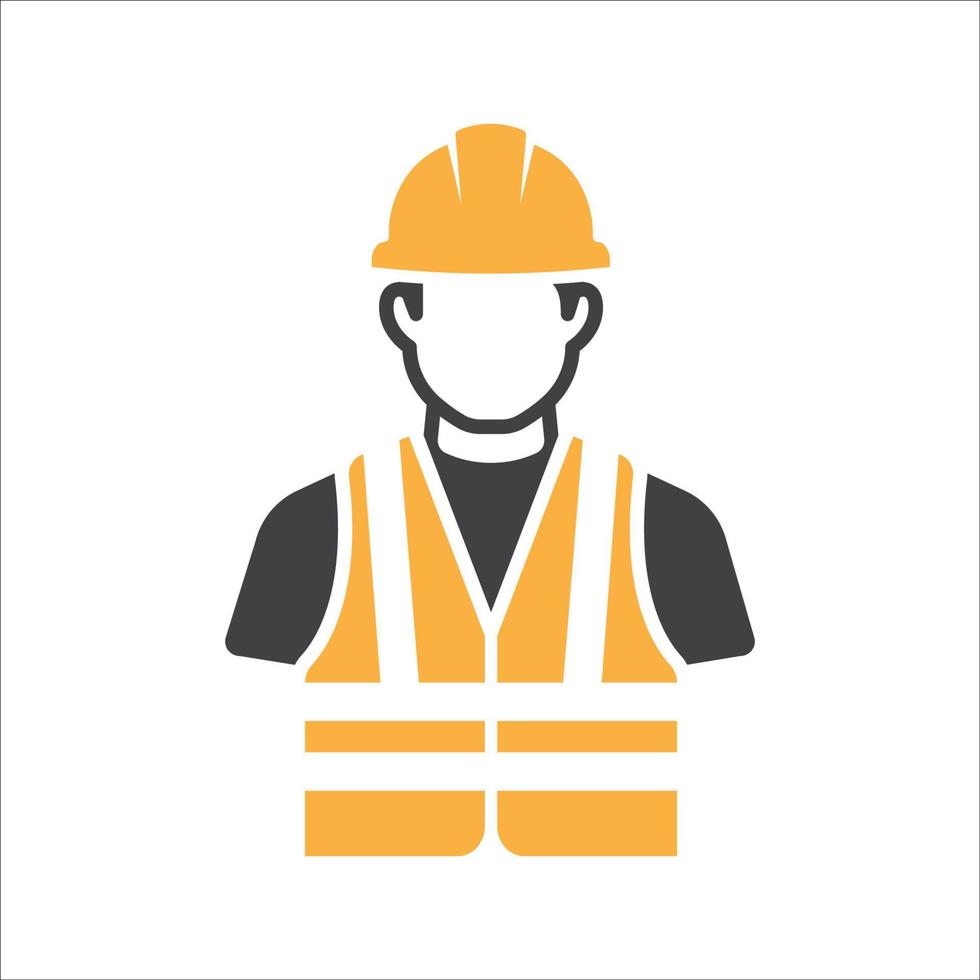 construction ouvrier icône vecteur. sécurité icône avatar avec difficile casque et sécurité gilet. constructeur homme dans une casque icône. vecteur illustration