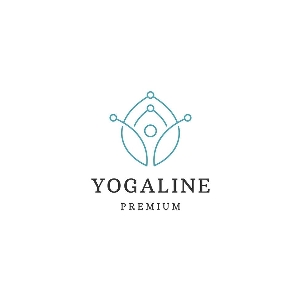 modèle de conception d'icône de logo de ligne de yoga vecteur plat
