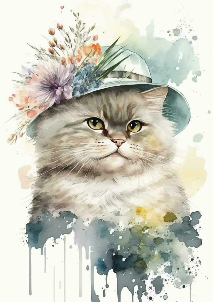 spectaculaire chat aquarelle La peinture de angora race vecteur