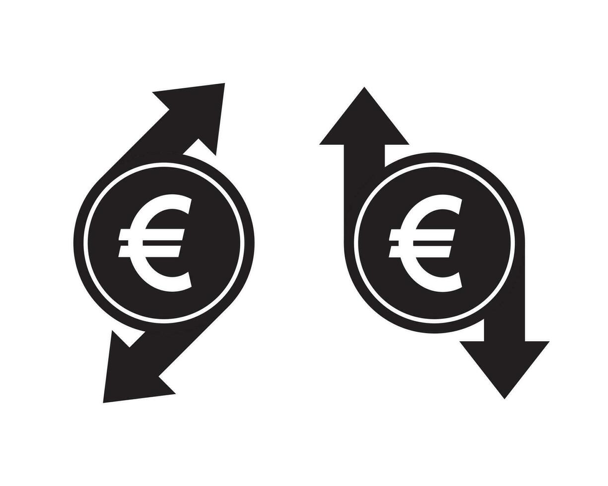 euro prix en haut vers le bas icône vecteur. monter et tomber prix concept vecteur