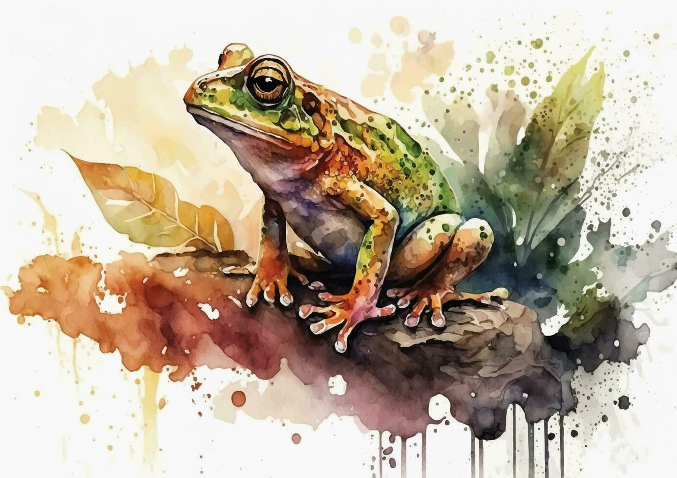 apporter le beauté de la nature dans votre Accueil avec ces espiègle aquarelle vecteur des illustrations de grenouilles