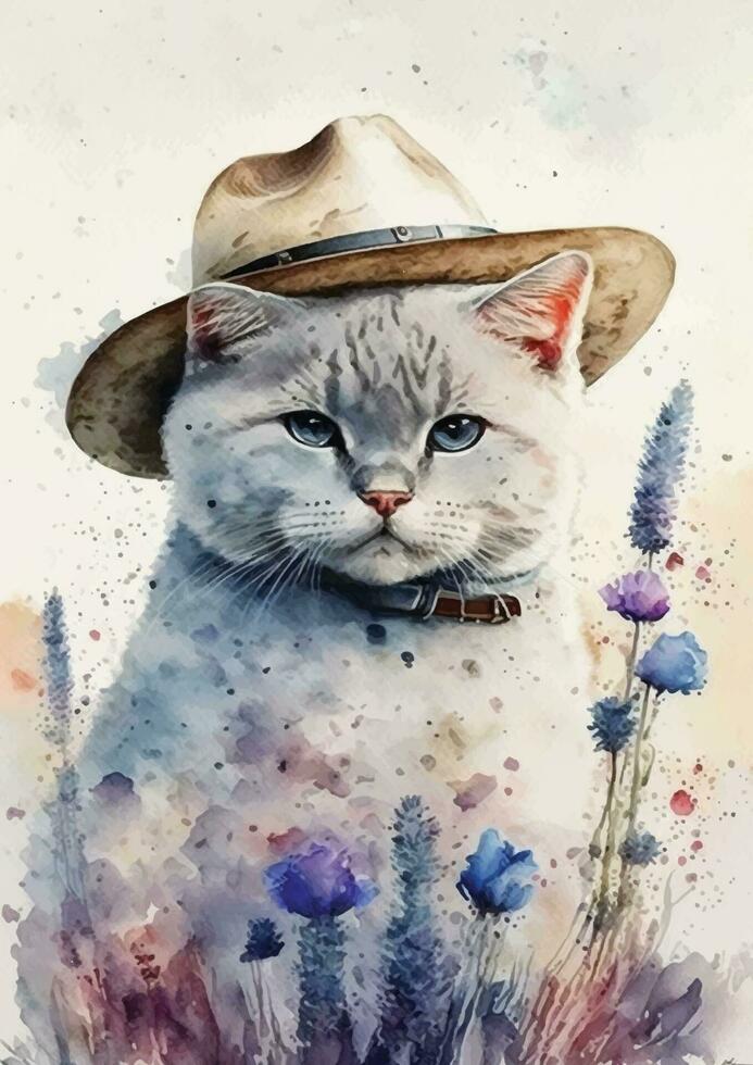 de mauvaise humeur aquarelle chat portrait de angora race vecteur