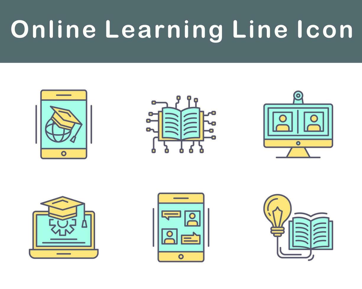 en ligne apprentissage vecteur icône ensemble