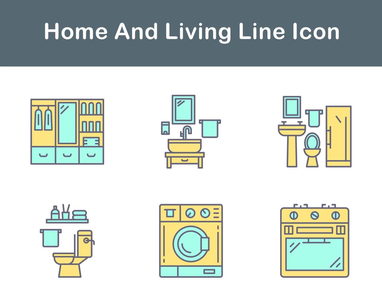 Accueil et vivant vecteur icône ensemble
