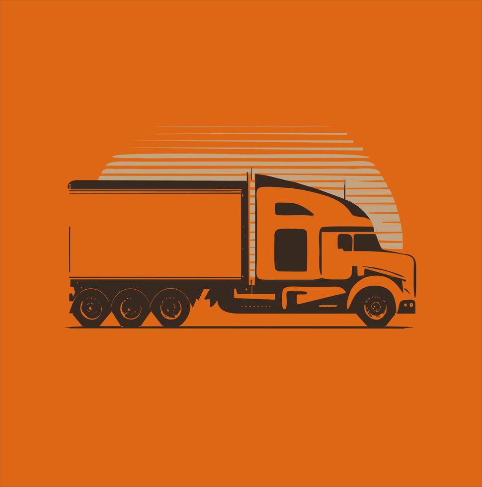 livraison camionnettes. commercial un camion Express livraison service. un camion vecteur illustration, Orange Contexte