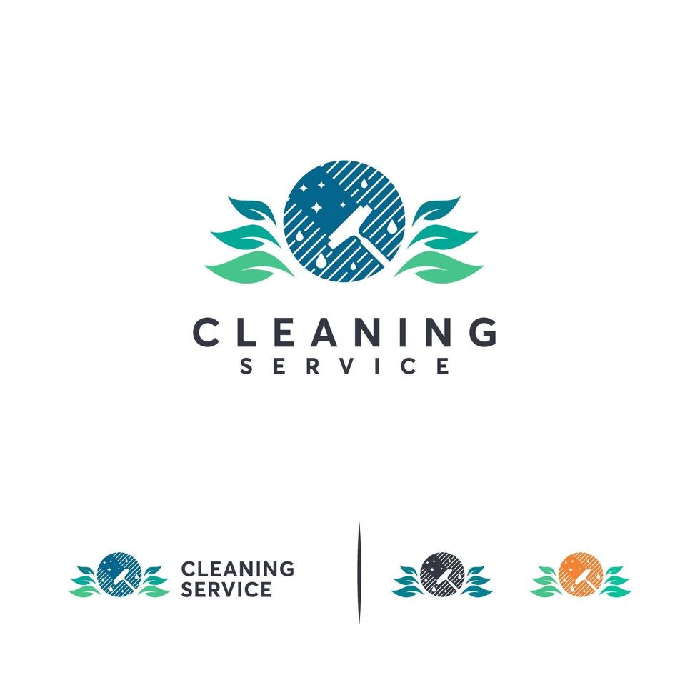 concept de conceptions de logo de service de nettoyage, symbole de conceptions de logo de maintenance, logo propre nature vecteur