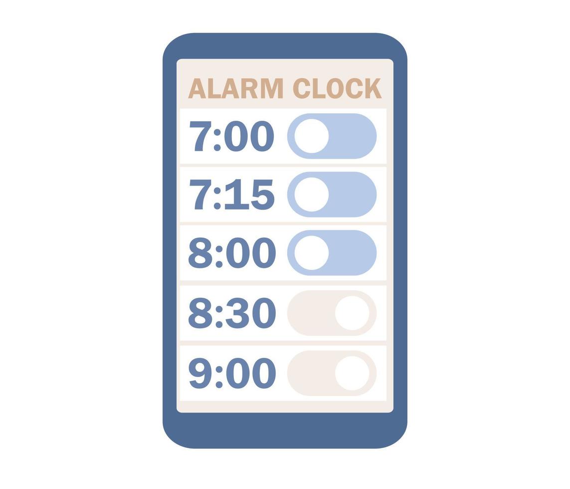 téléphone alarme l'horloge icône. l'horloge utilisateur interface. réveiller en haut. alarme chronomètre minuteur. vecteur plat illustration