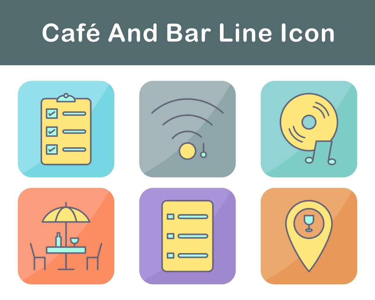 café et bar vecteur icône ensemble