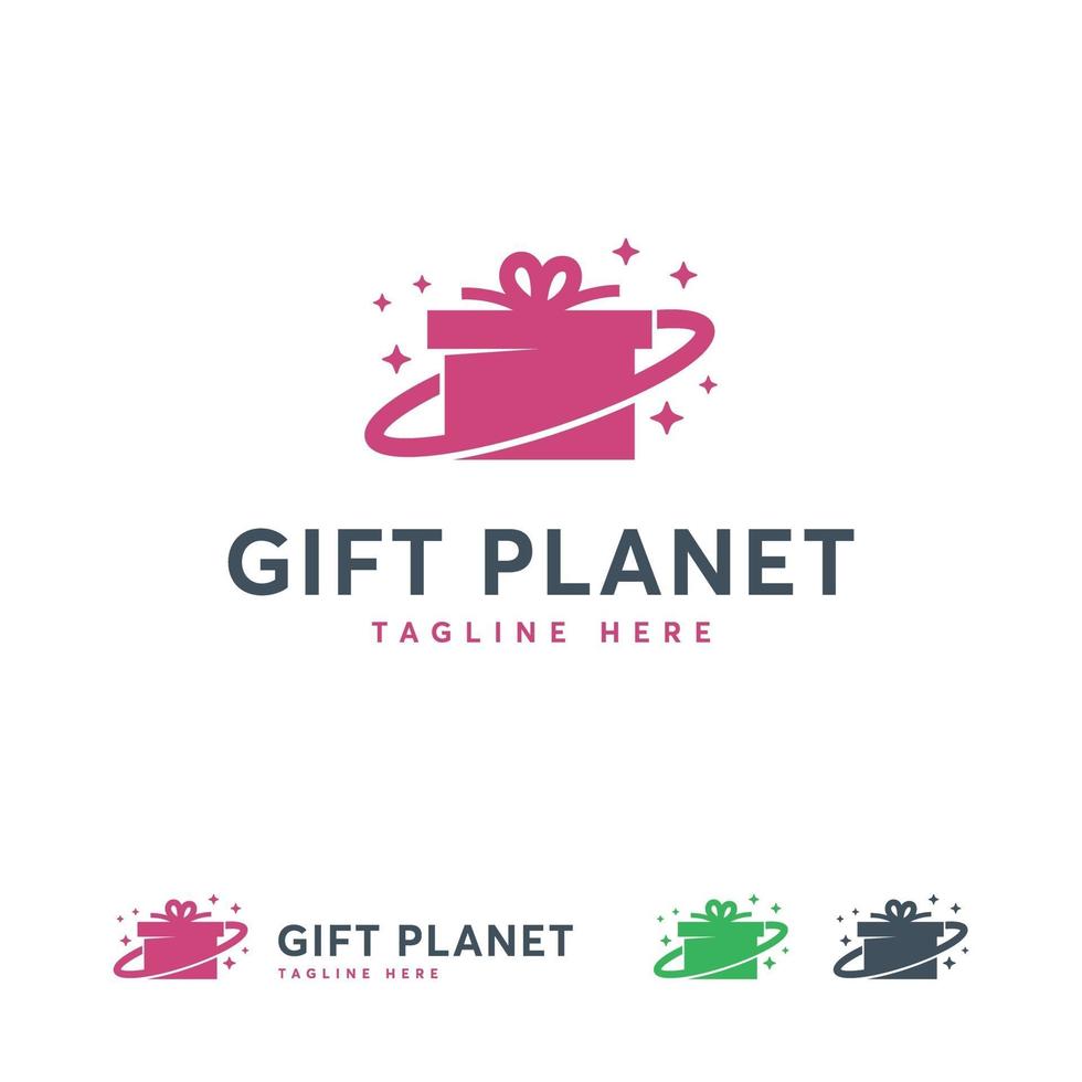 cadeau planète logo conceptions vecteur de concept, symbole de conceptions de logo de magasin de cadeaux
