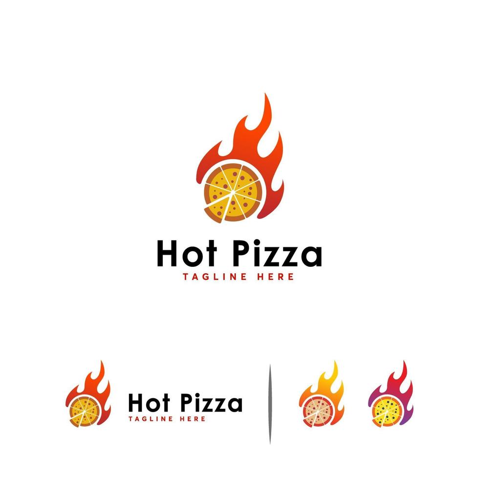 logo de pizza chaude conçoit le vecteur de concept, modèle de logo de livraison de pizza
