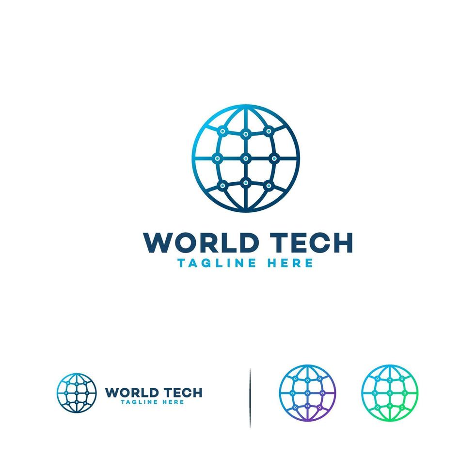 monde tech logo conçoit vecteur de concept, symbole de modèle de logo technologie globe