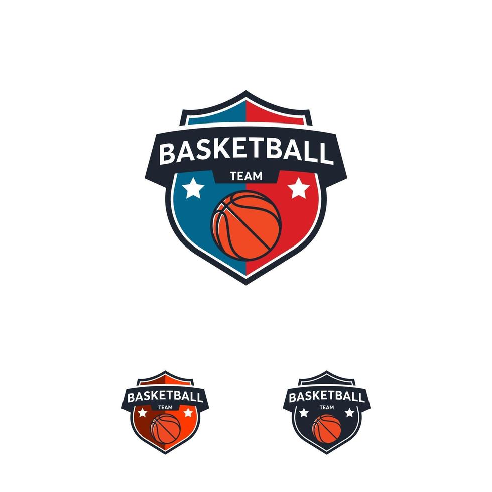 conceptions d'insigne de logo de basket-ball, emblème de logo de basket-ball, modèles vectoriels vecteur