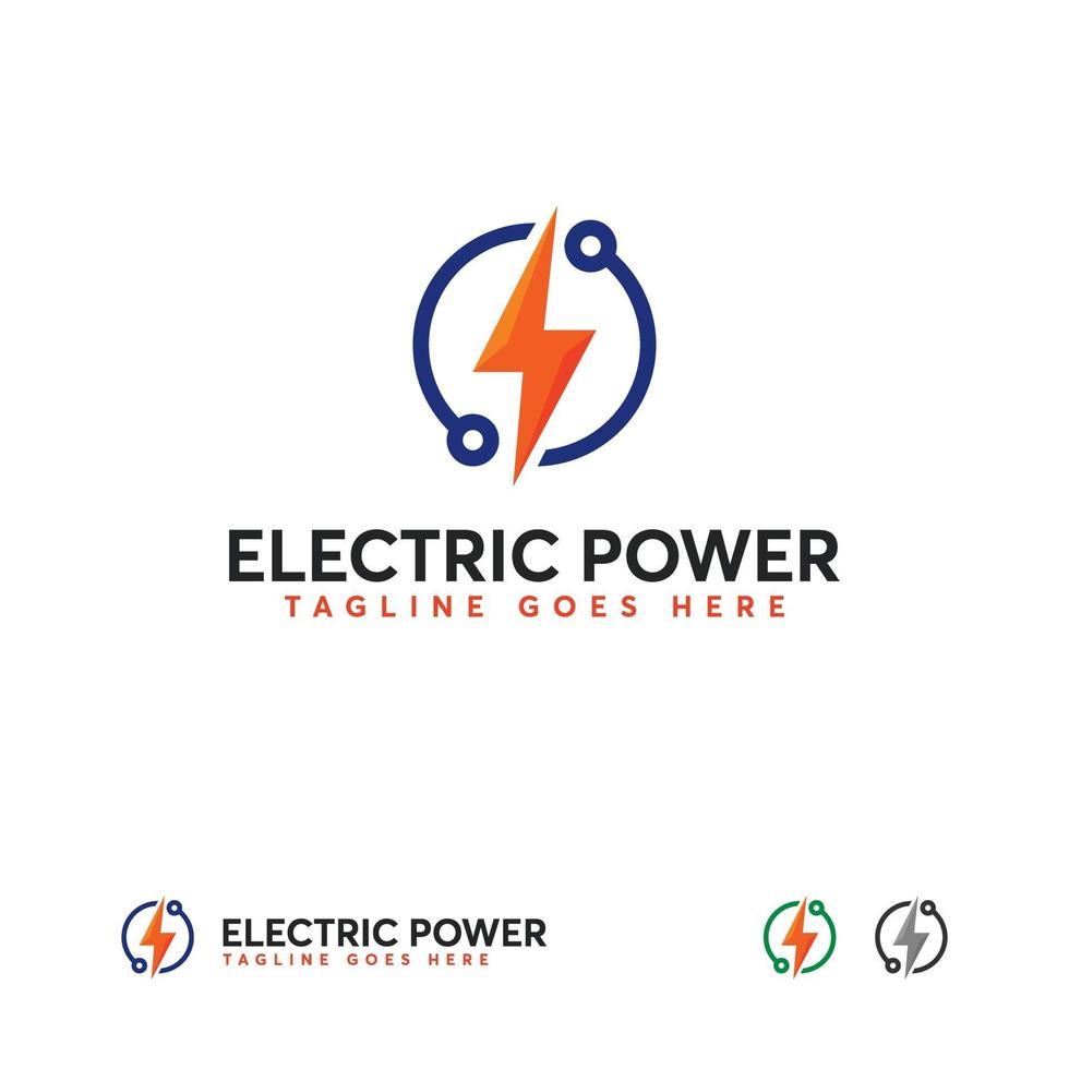 conceptions de logo d'énergie électrique, modèle de logo de technologie d'électricité vecteur