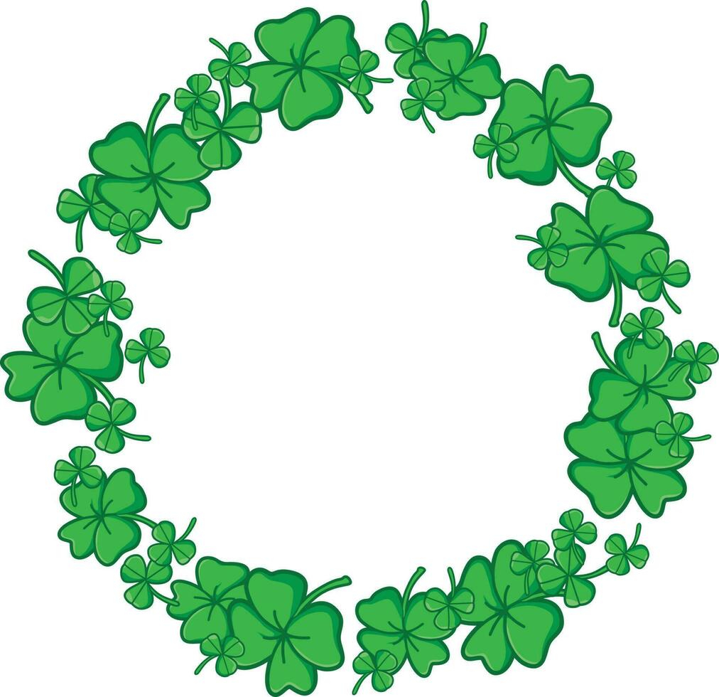 rond Vide Cadre fabriqué de vert quatre feuilles trèfles pour Saint patrick s journée vecteur