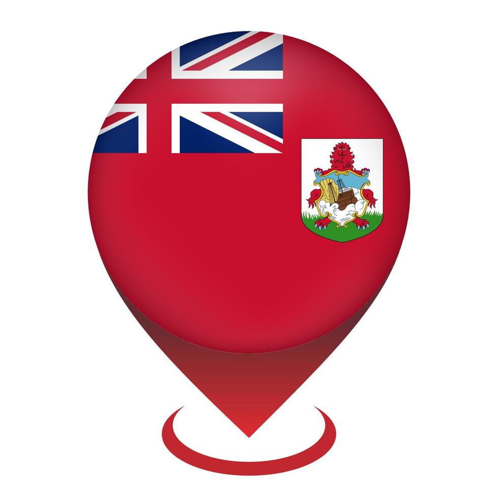 pointeur de carte avec pays bermudes. drapeau des bermudes. illustration vectorielle. vecteur