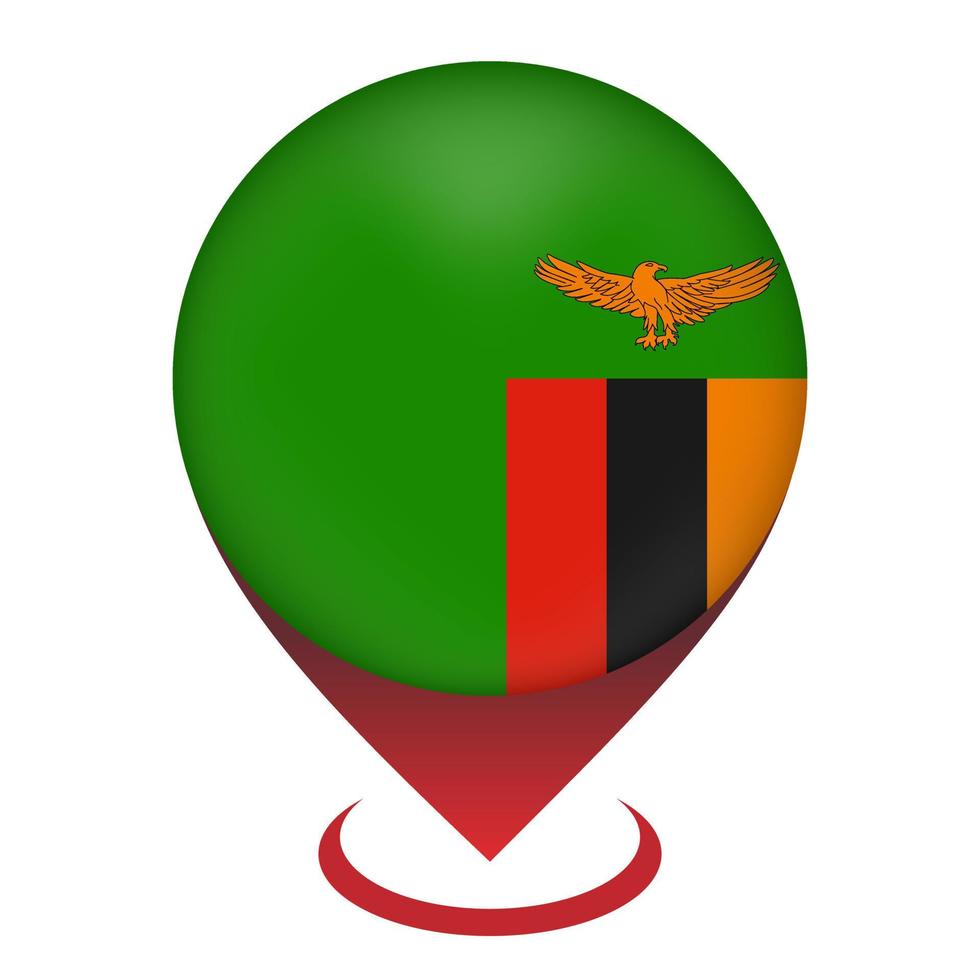 pointeur de carte avec contry zambie. drapeau zambien. illustration vectorielle. vecteur