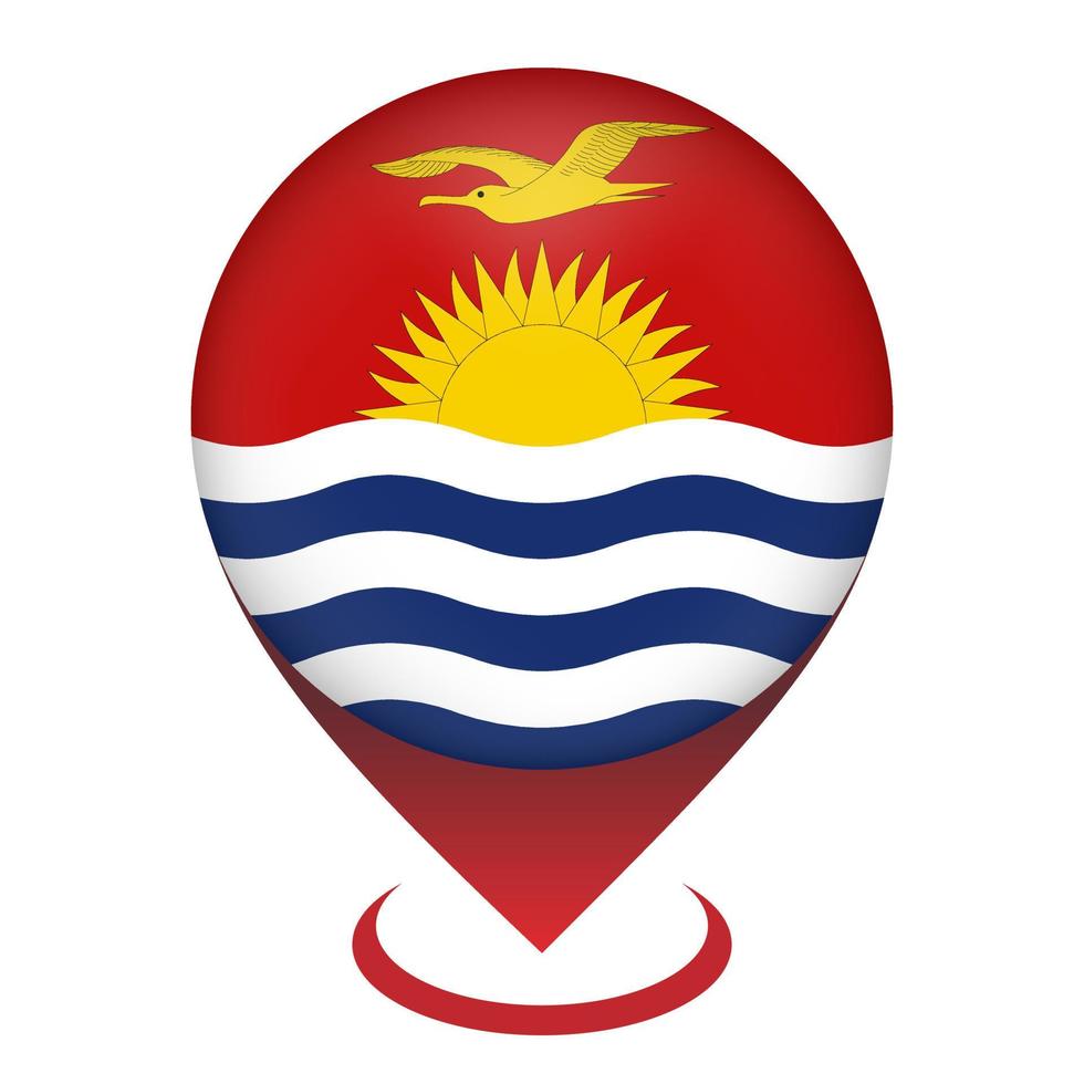 pointeur de carte avec pays kiribati. drapeau kiribati. illustration vectorielle. vecteur