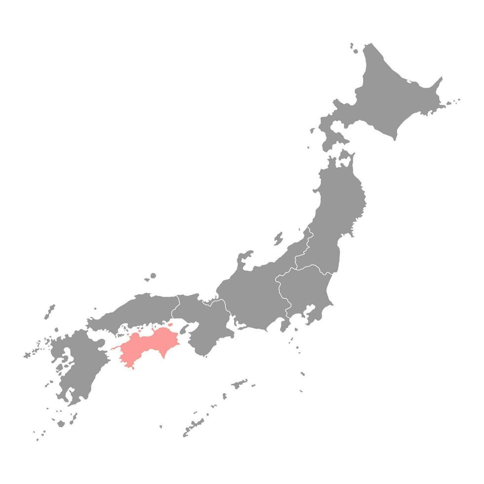 carte de shikoku, région du japon. illustration vectorielle vecteur