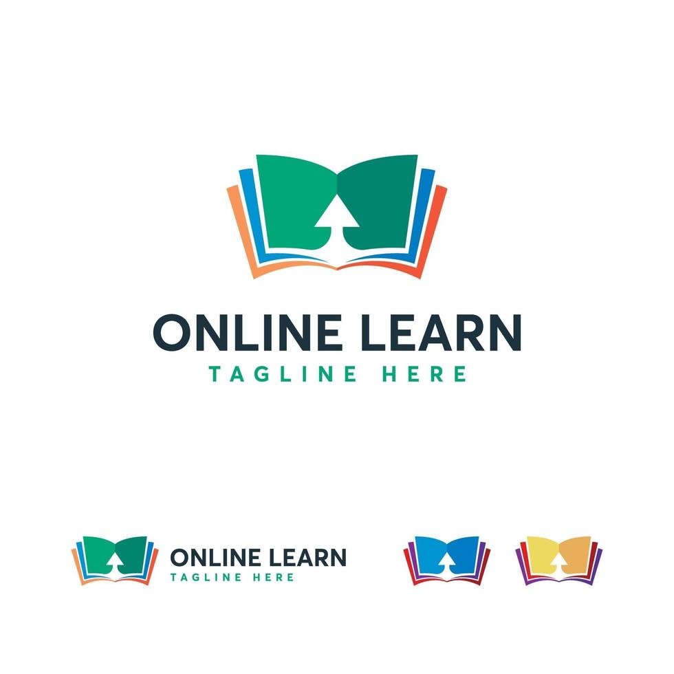 logo d'apprentissage en ligne, symbole de livre en ligne, modèle de logo d'éducation en ligne vecteur