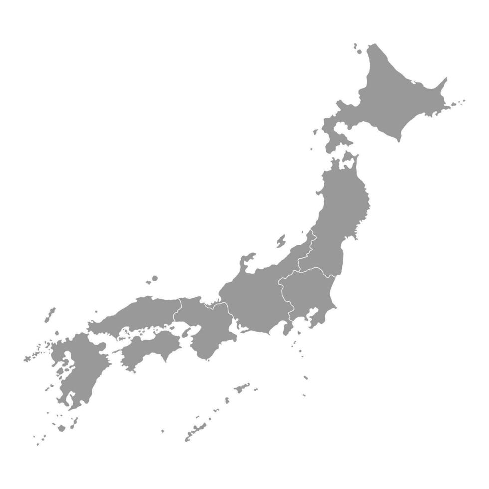 carte du japon avec les régions. illustration vectorielle vecteur