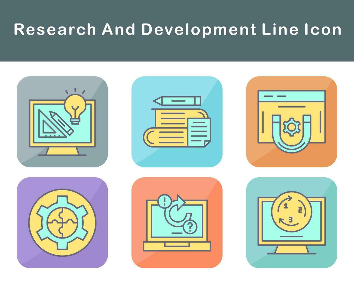 recherche et développement vecteur icône ensemble