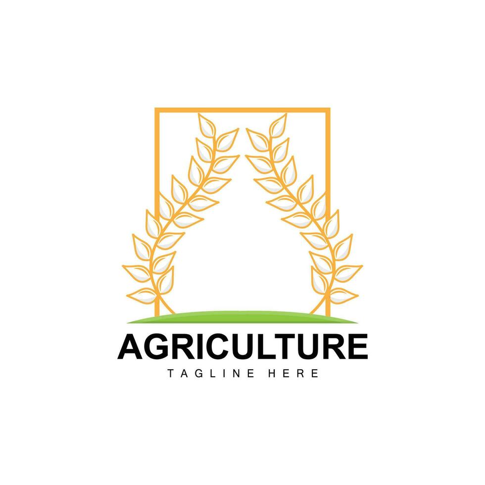 riz logo, agriculture conception, vecteur blé riz icône modèle illustration