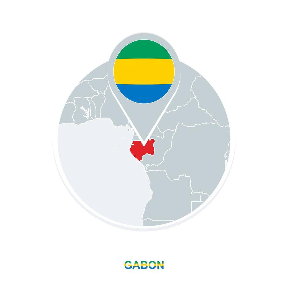 Gabon carte et drapeau, vecteur carte icône avec Souligné Gabon