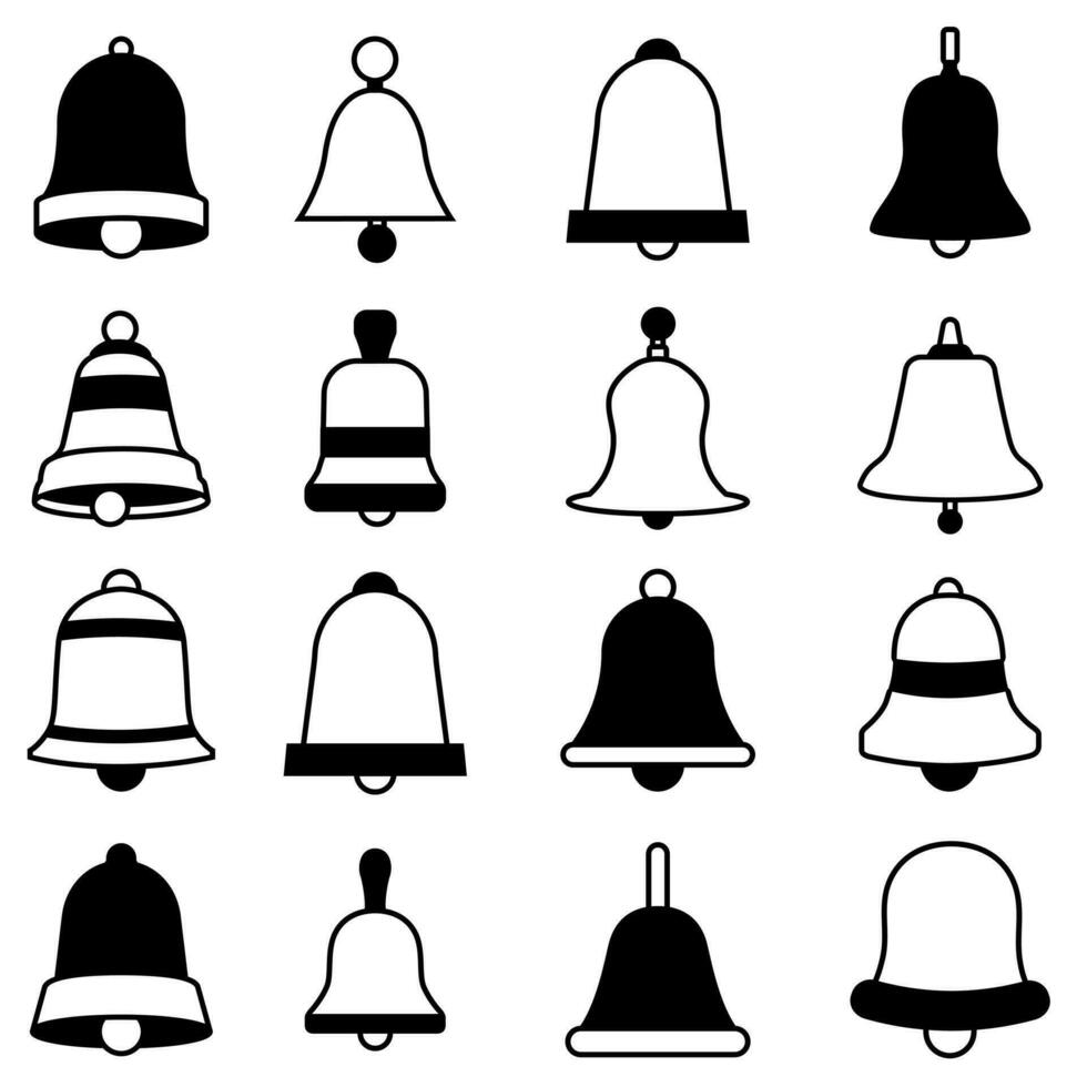 cloche icône vecteur ensemble. notification illustration signe collection. alarme symbole. avertisseur sonore logo.