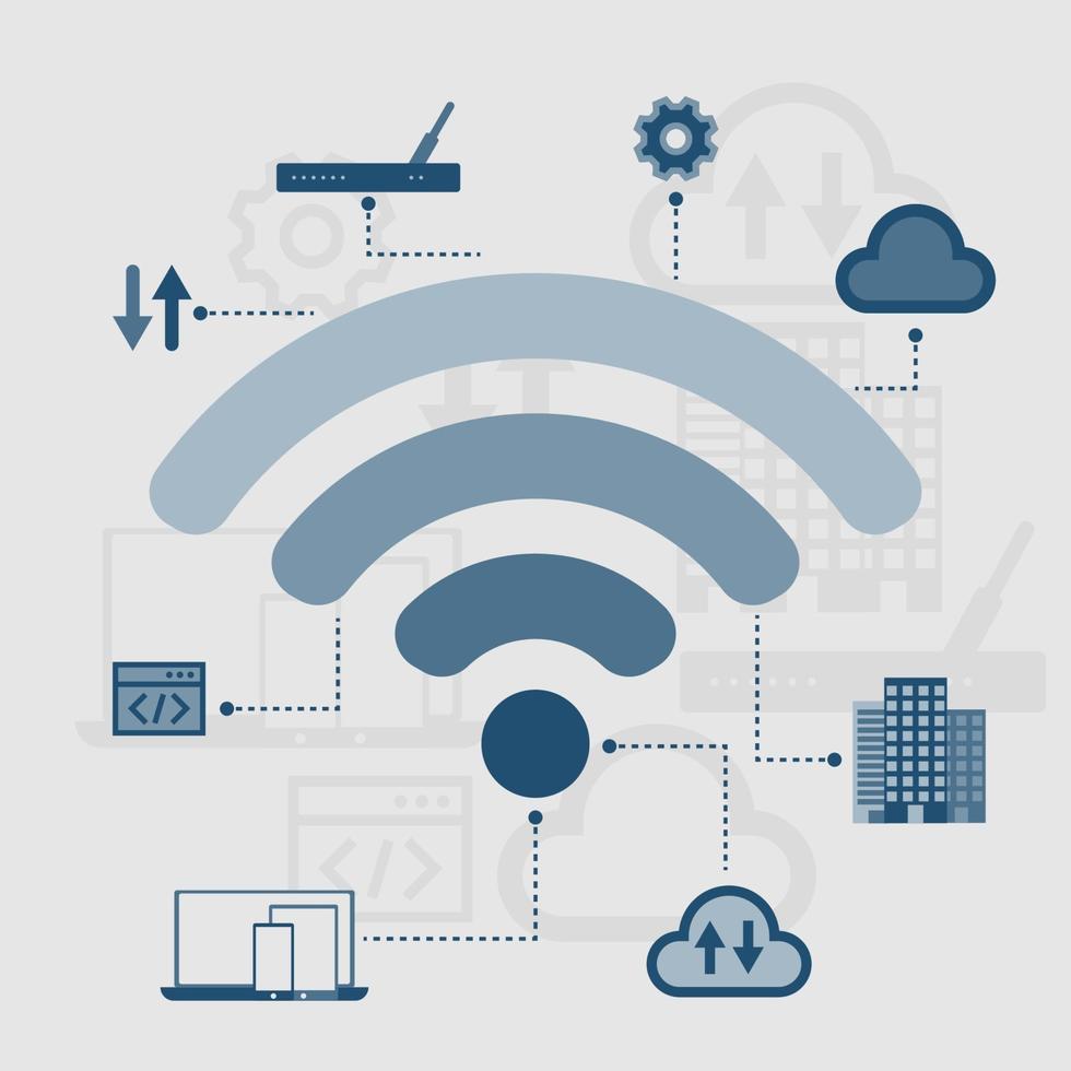 technologie de réseau de connexion sans fil, illustration vectorielle vecteur