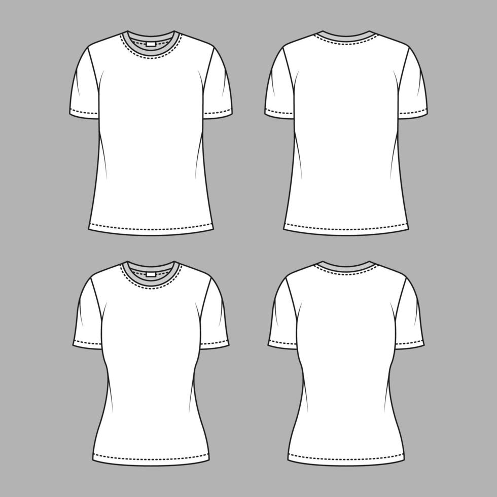 contour blanc T-shirt maquette vecteur