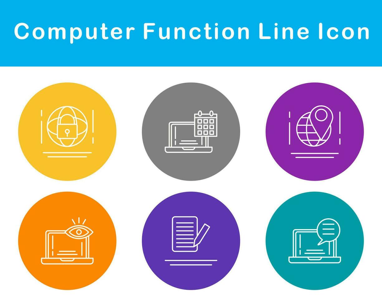 ordinateur une fonction vecteur icône ensemble