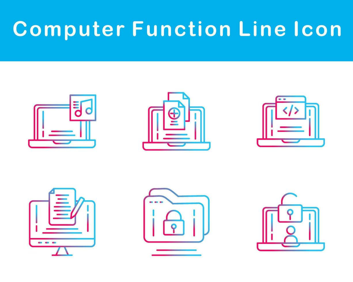 ordinateur une fonction vecteur icône ensemble