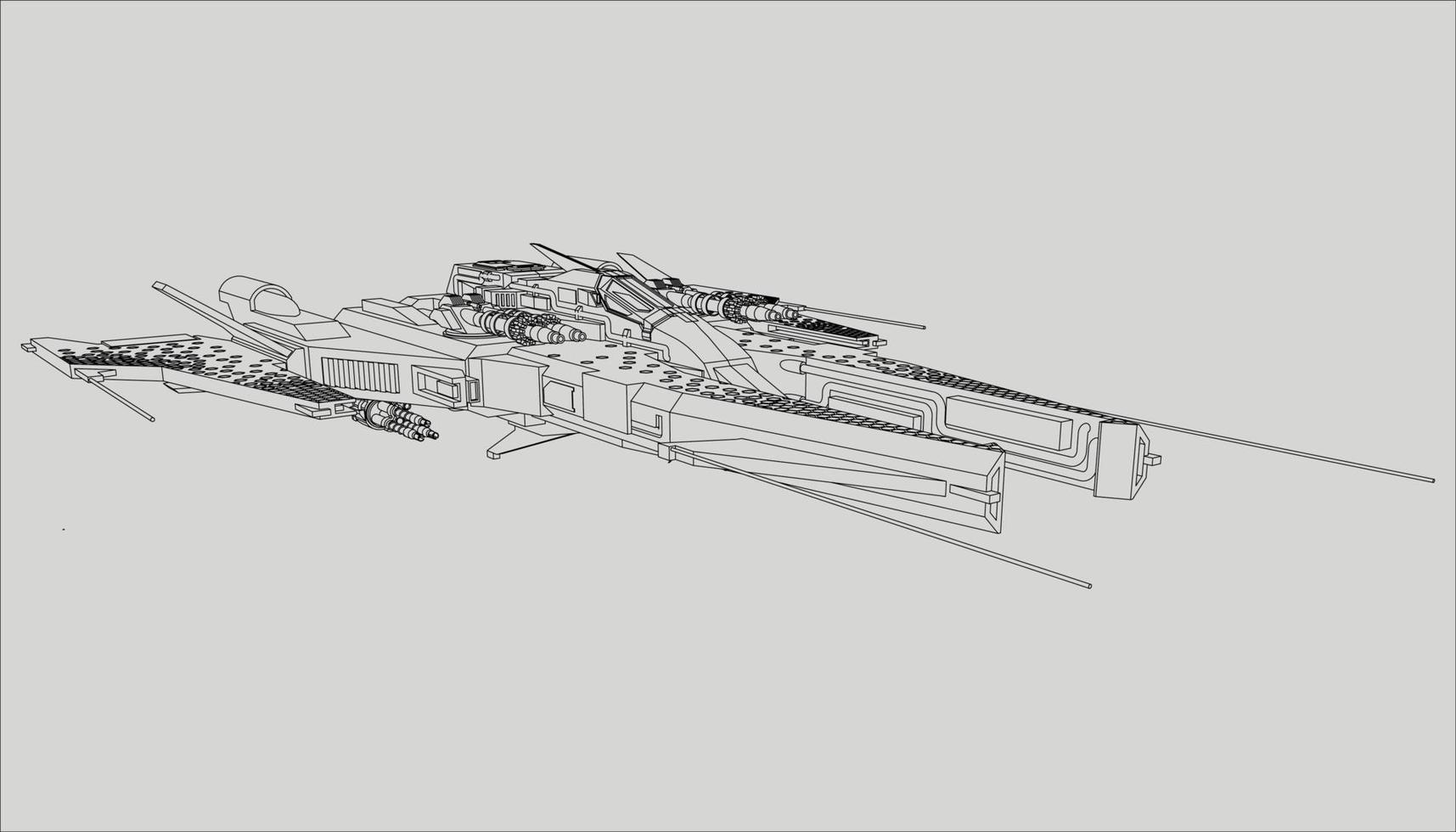 lineart du vaisseau spatial vecteur