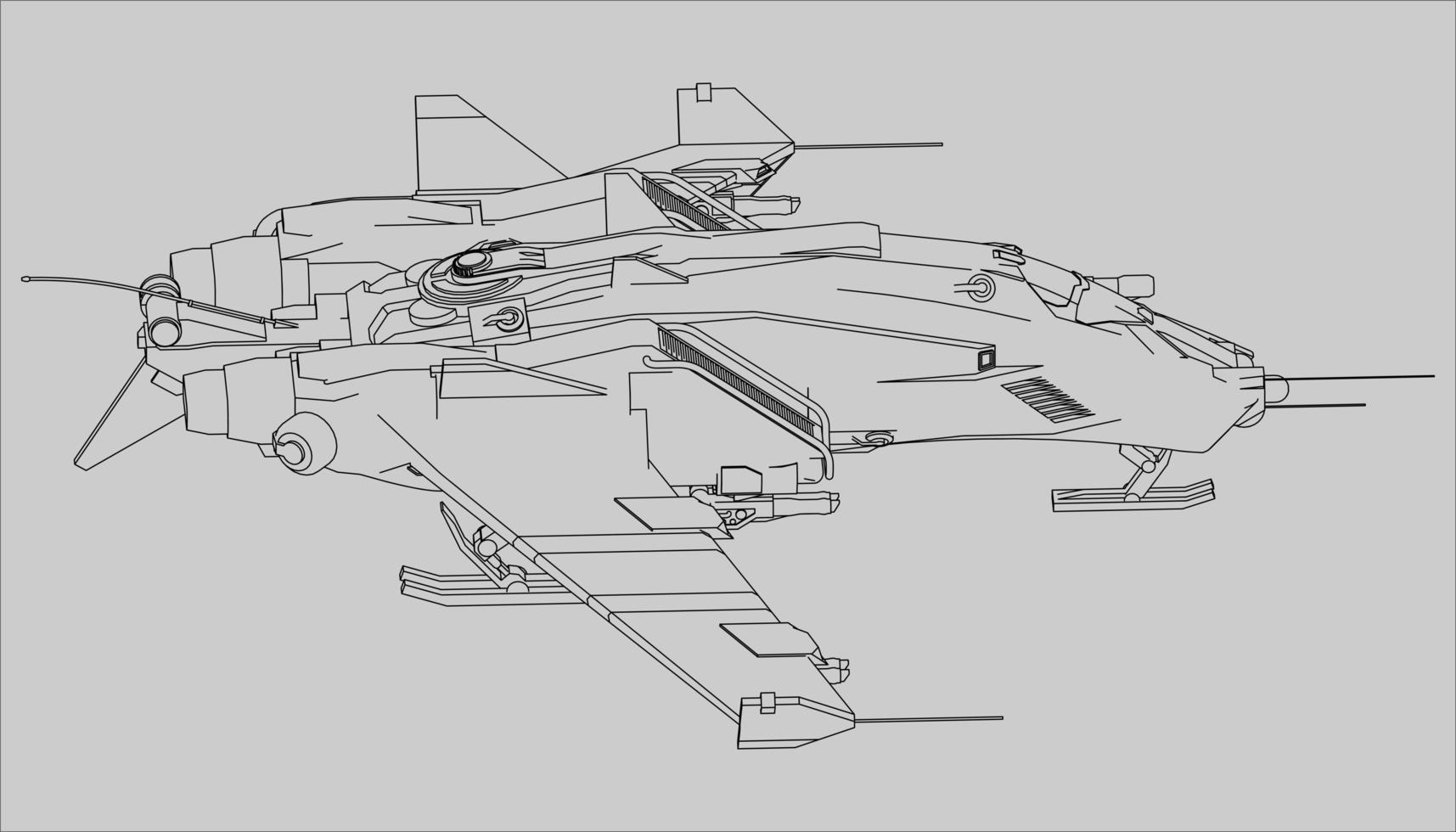 lineart du vaisseau spatial vecteur