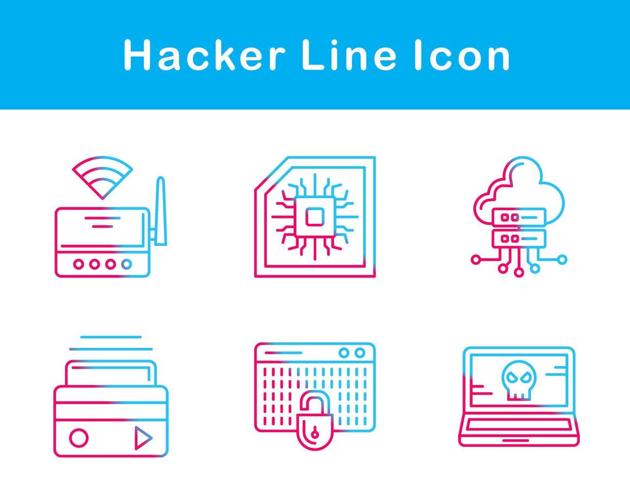 hacker, vecteur, icône, ensemble vecteur