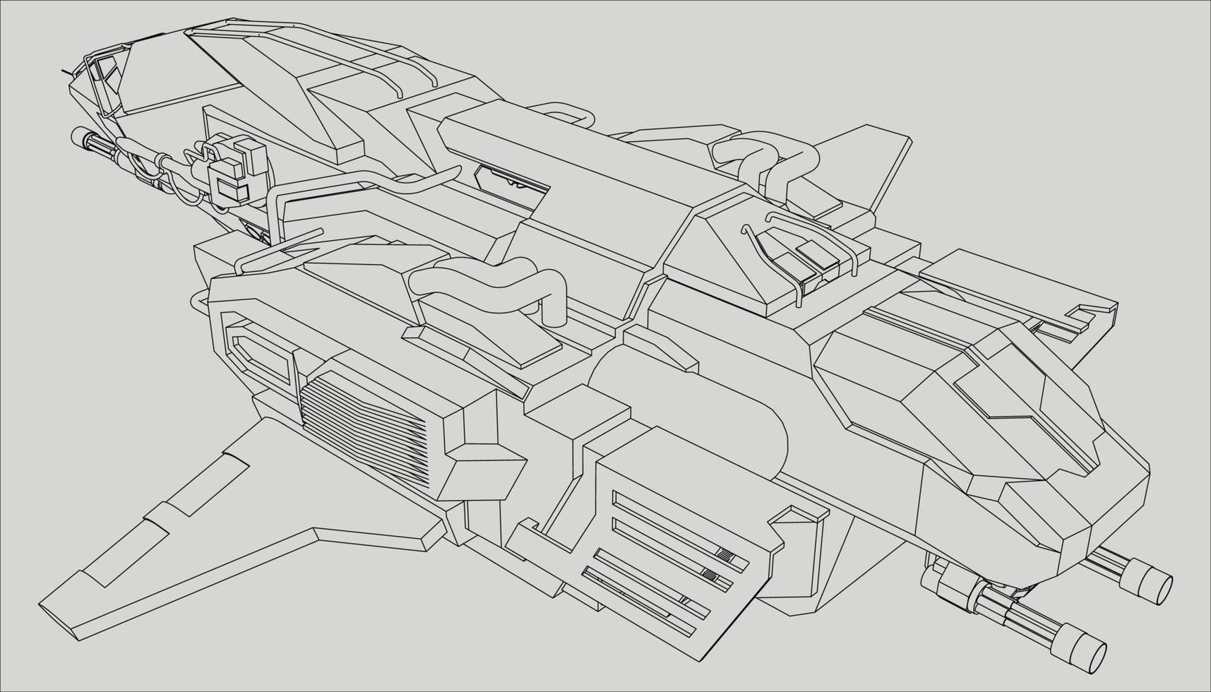 lineart du vaisseau spatial vecteur