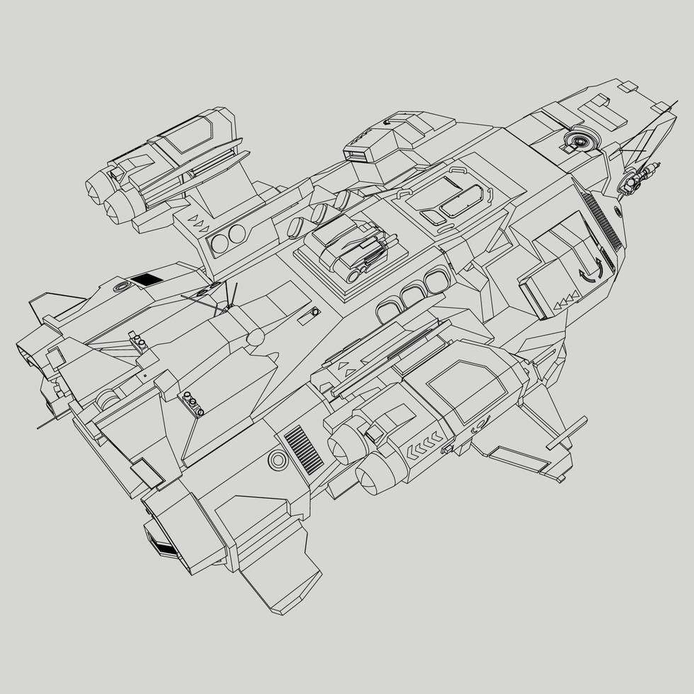 lineart du vaisseau spatial vecteur