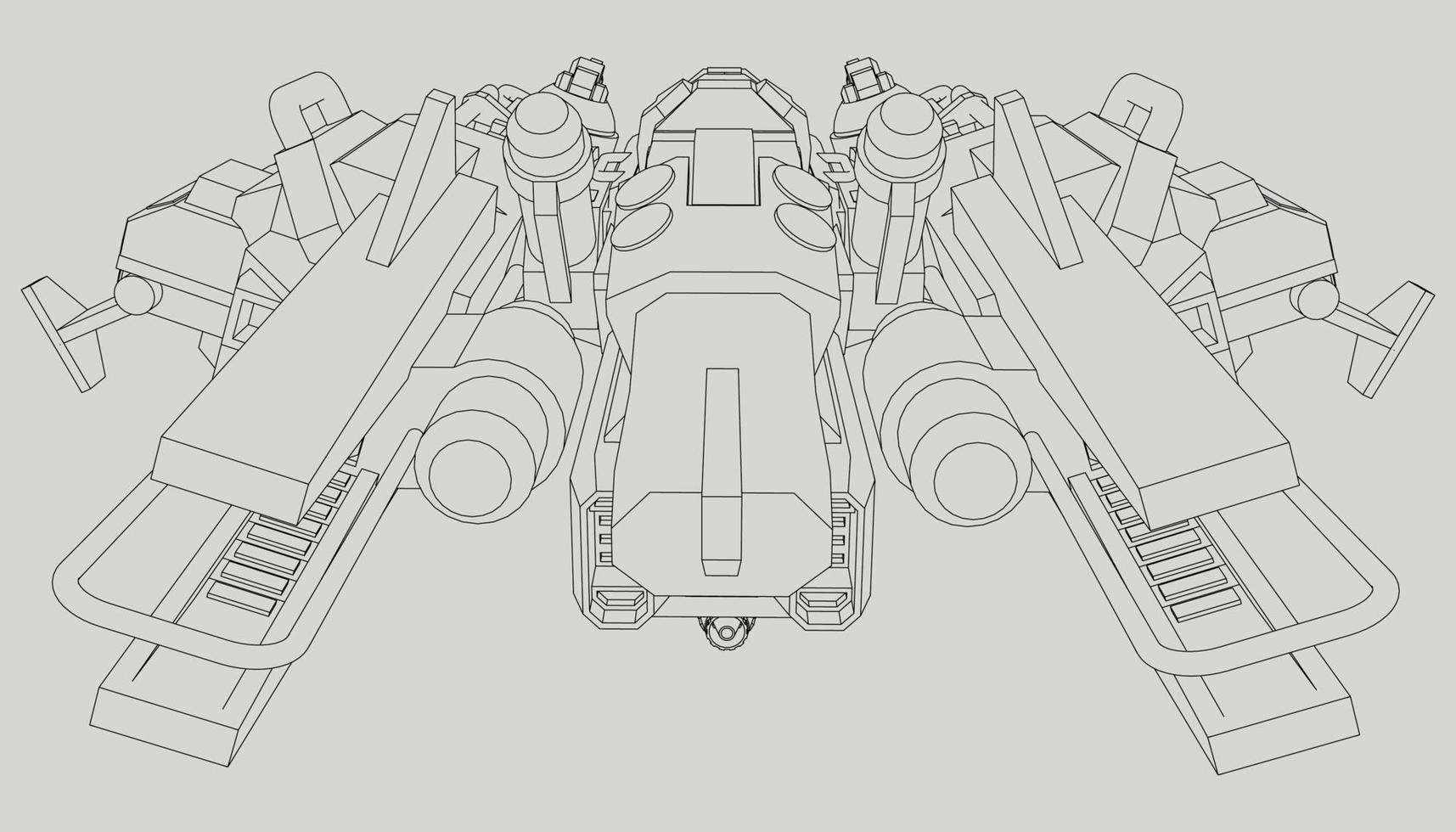 lineart du vaisseau spatial vecteur