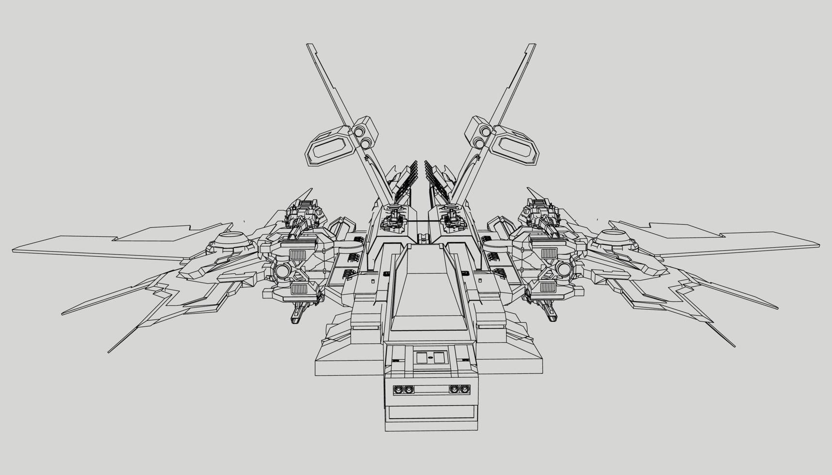 lineart du vaisseau spatial vecteur