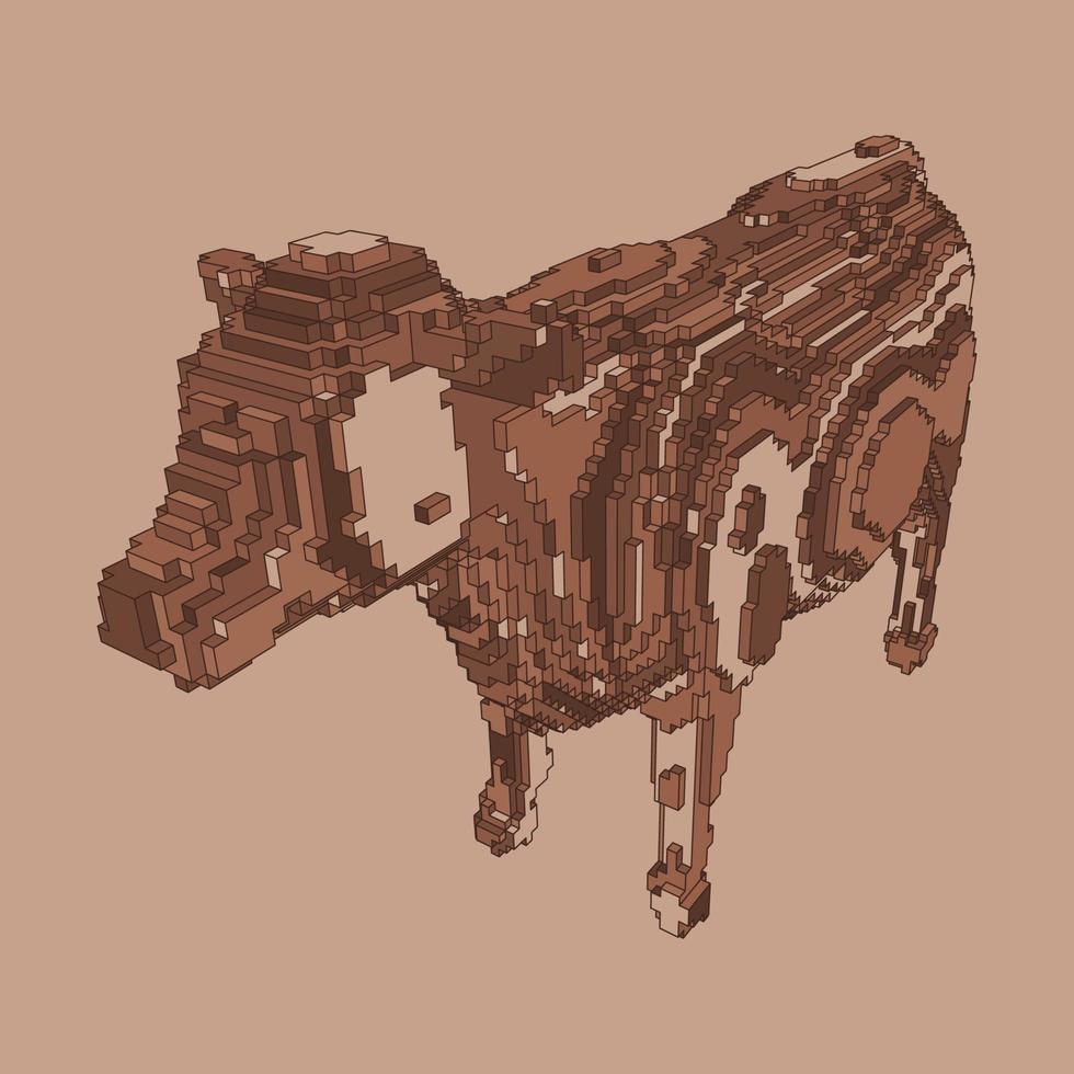 conception de voxel d'une vache vecteur