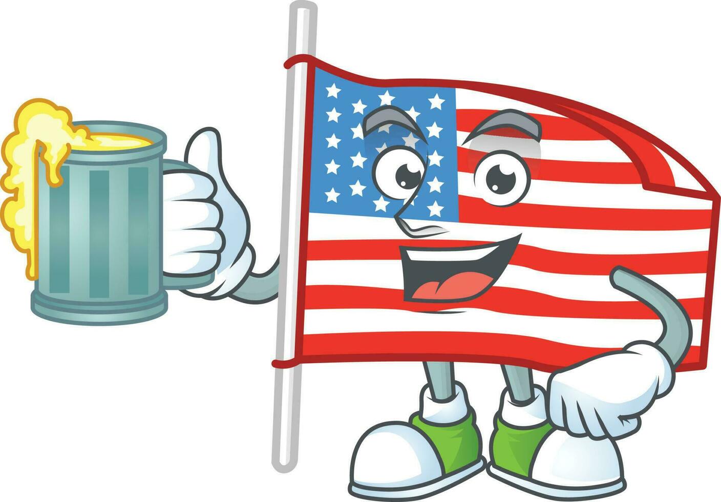 Etats-Unis drapeau avec pôle icône conception vecteur