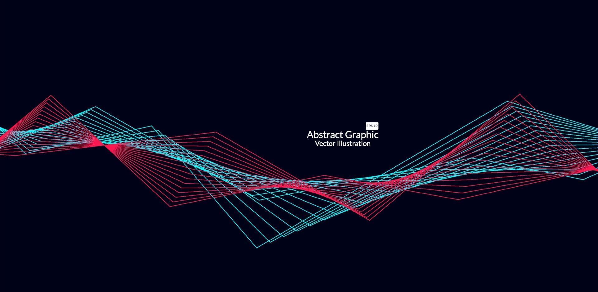 lignes abstraites de vagues colorées sur fond noir pour les éléments de présentation d'entreprise de concept, brochure, dépliant, science, technologie. illustration vectorielle vecteur