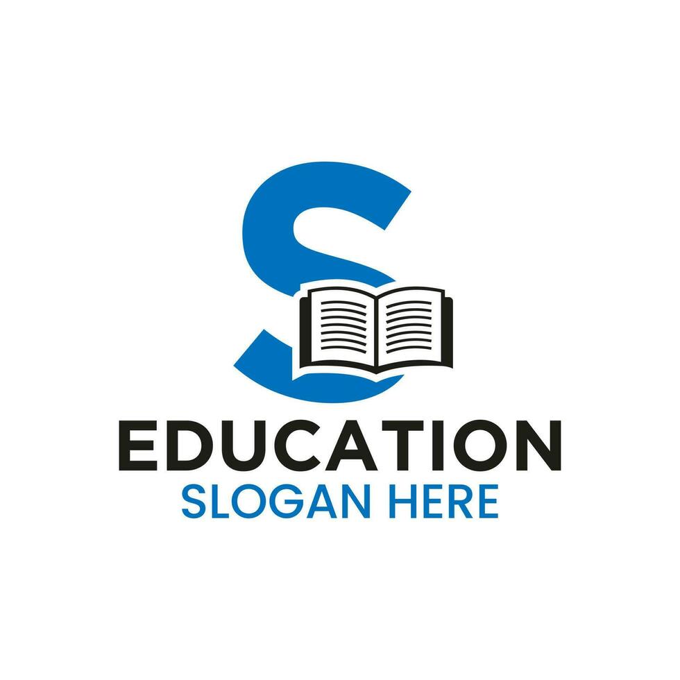 lettre s éducation logo concept avec ouvert livre icône modèle vecteur