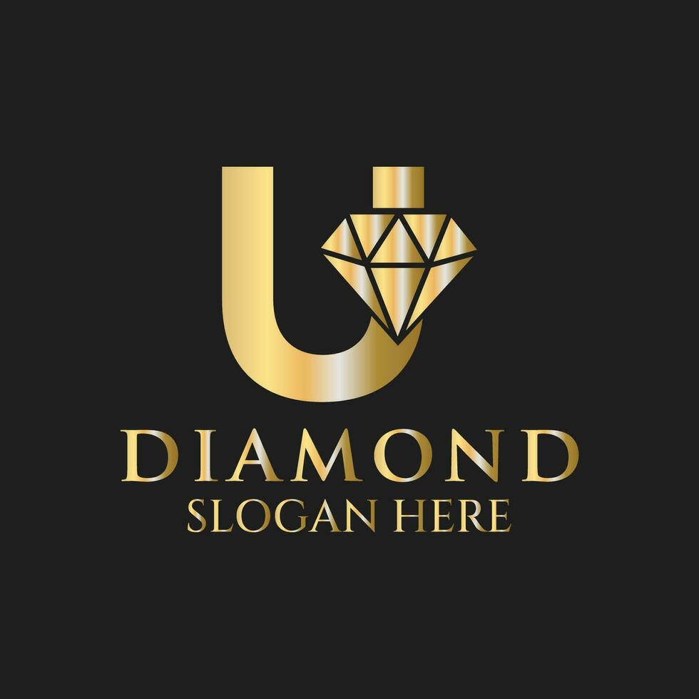 lettre u diamant logo conception. bijoux logo avec diamant icône vecteur modèle