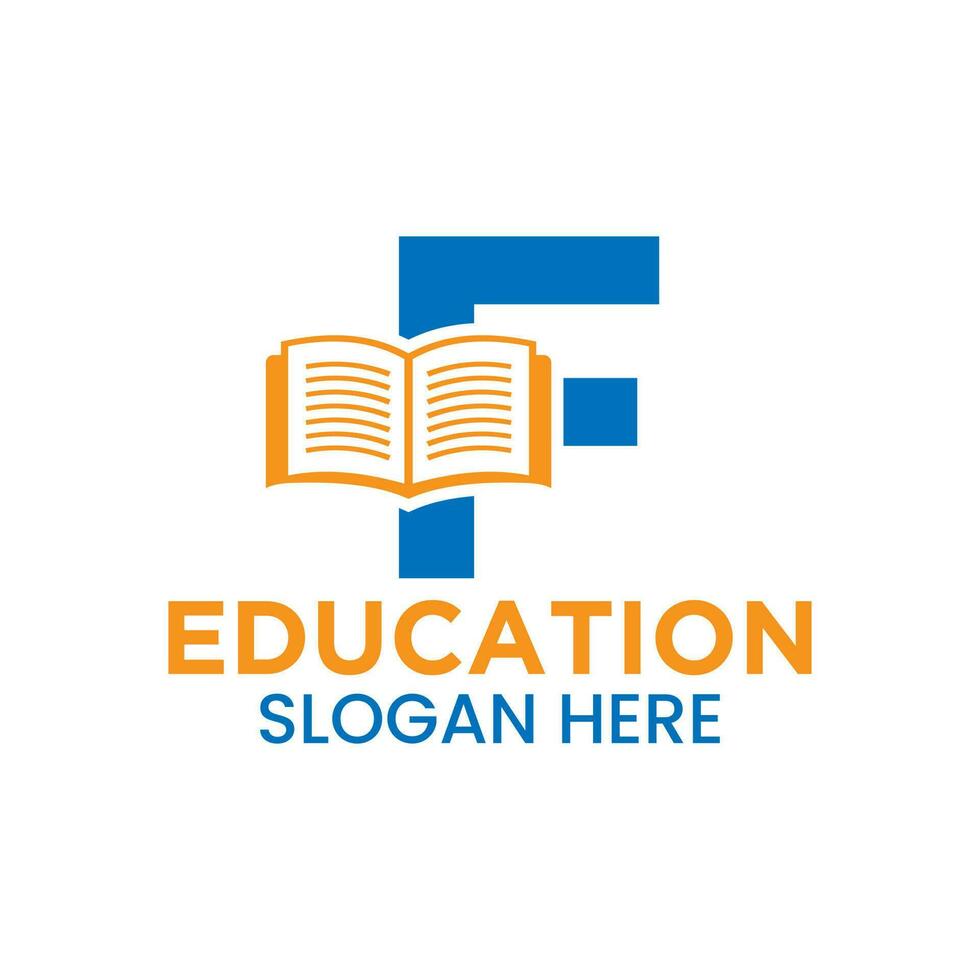 lettre F éducation logo concept avec ouvert livre icône modèle vecteur
