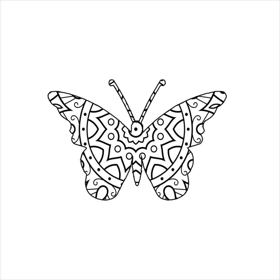 vecteur mignonne papillon mandala coloration page