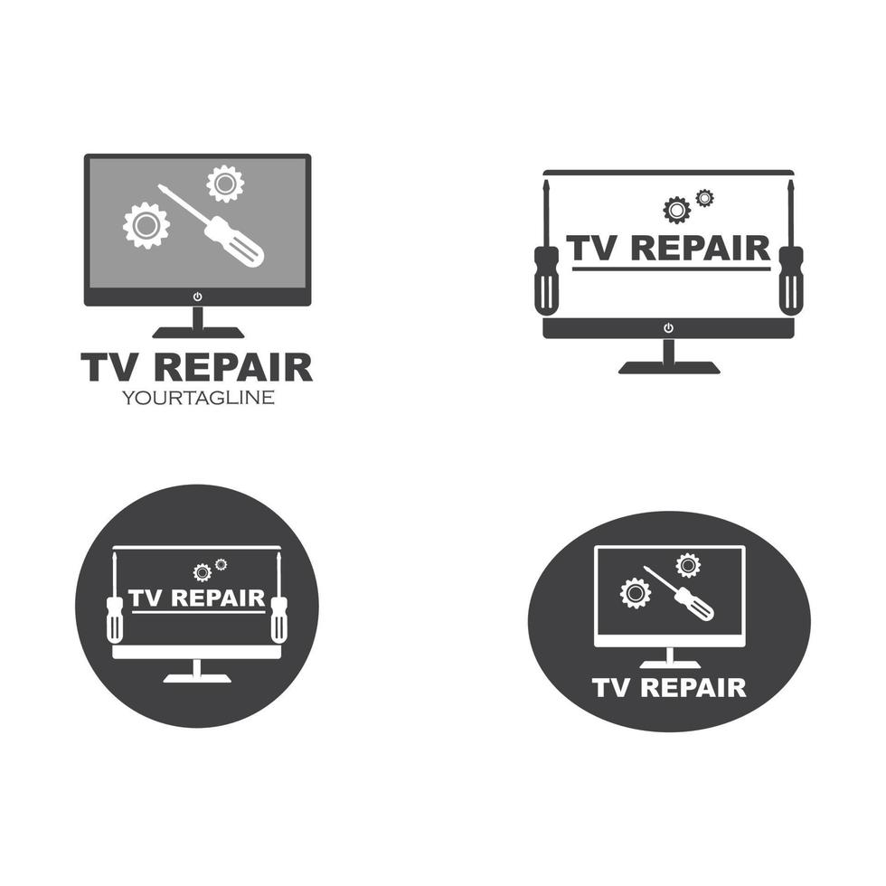 la télé réparation icône logo vecteur illustration