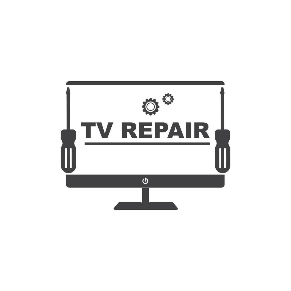 la télé réparation icône logo vecteur illustration