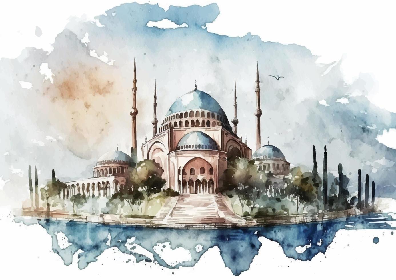 selimiye mosquée une Stupéfiant aquarelle ouvrages d'art vecteur