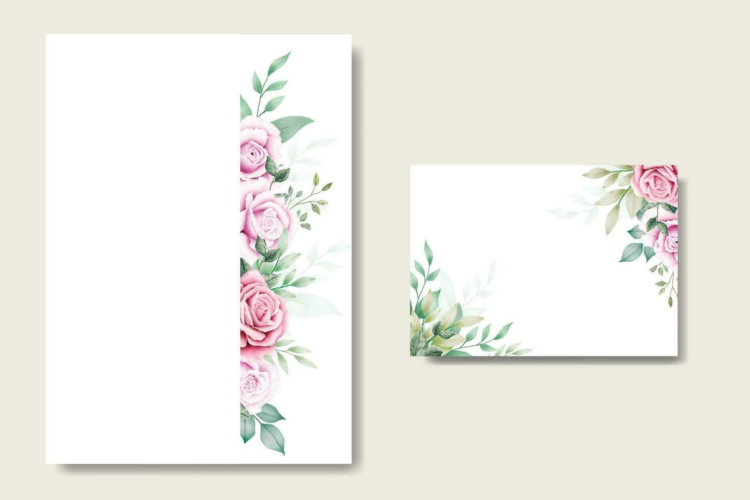 carte d'invitation de mariage avec aquarelle rose florale vecteur